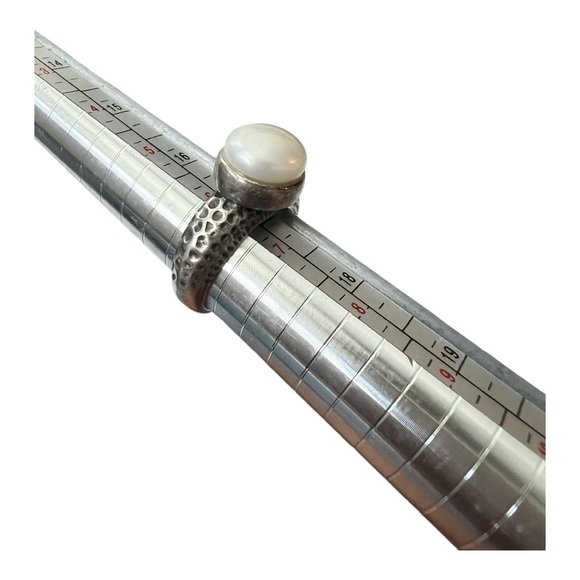 Sterling Silver Pearl Ring Signed Size 6.5 - Picture 4 of 4